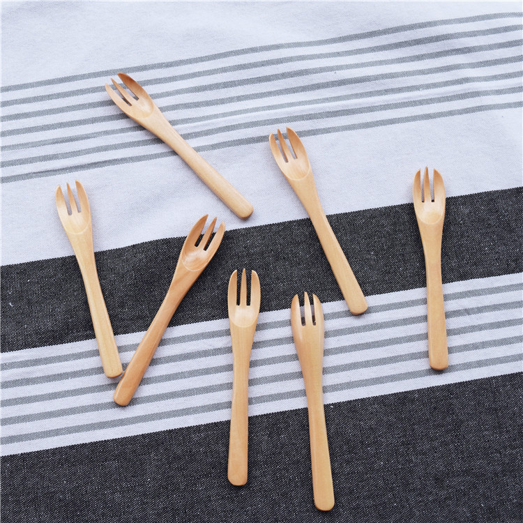 日式木叉木勺子繞線叉子套裝外貿可愛兒童寶寶水果叉子原木餐具