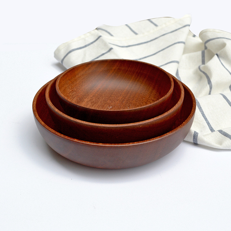 日式創意木碗耐摔無漆大中小全家福碗沙拉碗木質出口餐具套裝